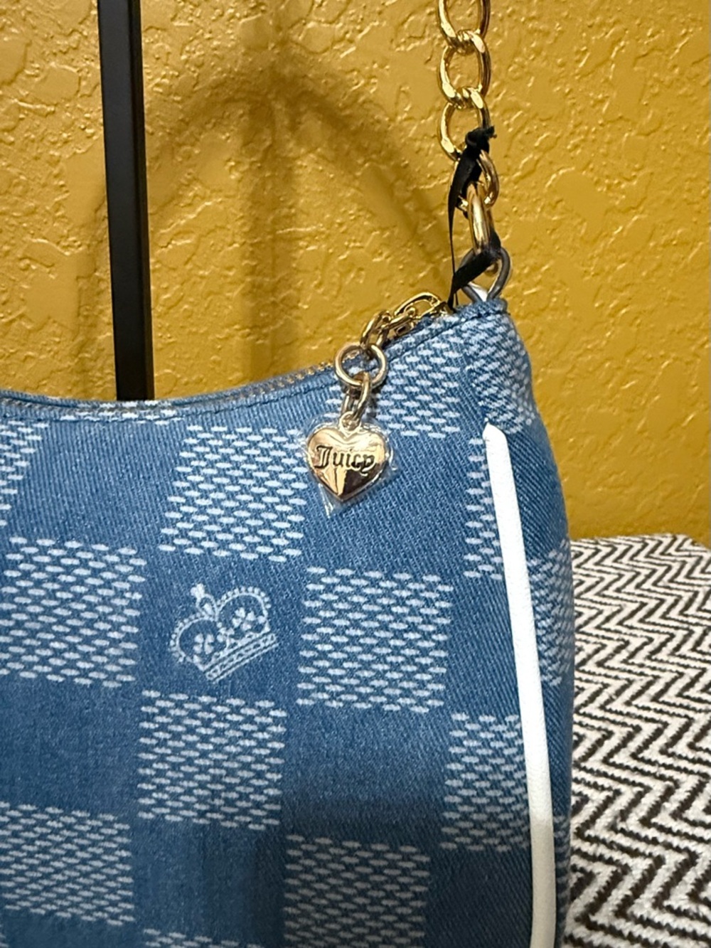 NWT Juicy Couture Miss Independent Denim Shoulder Bag - Picture 5 of 12
